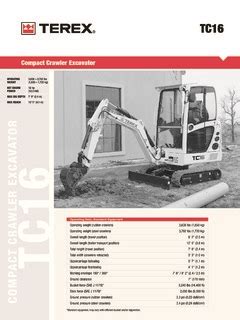 2013 terex tc16 mini excavator specs|tc16 spec sheet.